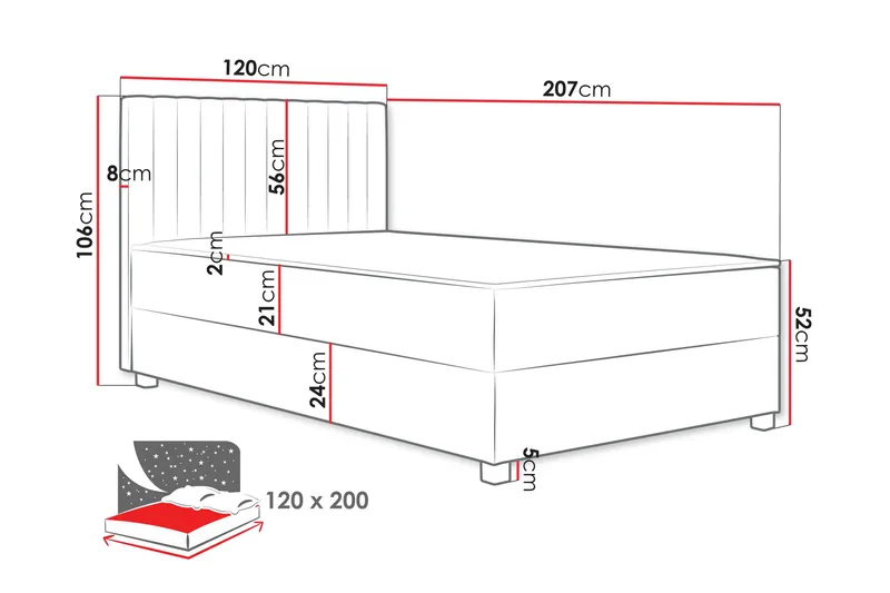 Veyran Sängpaket Kontinentalsäng med Förvaring 120x200 cm - Blå - Products - Möbler - Säng - Komplett sängpaket