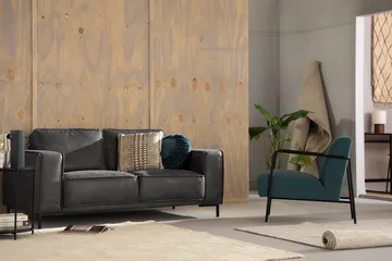 Akron 2-sits Soffa Bondedläder - Mörkgrå - Products - Möbler - Soffa - Skinnsoffa