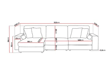 Arken Lyx 5-sits Vändbar L-formad Djup Divansoffa i Sammet - Mörkgrå - Products - Möbler - Soffa - Sammetssoffa