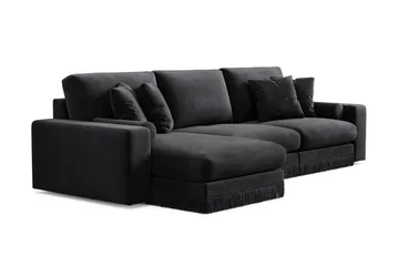 Arken Lyx 5-sits Vändbar L-formad Djup Divansoffa i Sammet - Svart - Products - Möbler - Soffa - Sammetssoffa