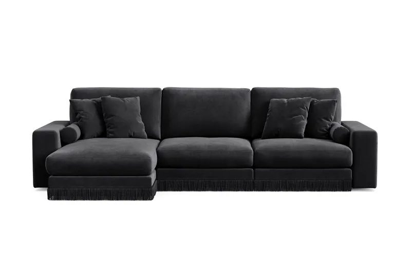 Arken Lyx 5-sits Vändbar L-formad Djup Divansoffa i Sammet - Svart - Products - Möbler - Soffa - Sammetssoffa