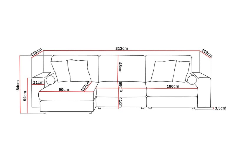 Arken Lyx 5-sits Vändbar L-formad Djup Divansoffa i Tyg - Brun - Products - Möbler - Soffa - Divansoffa & schäslongsoffa