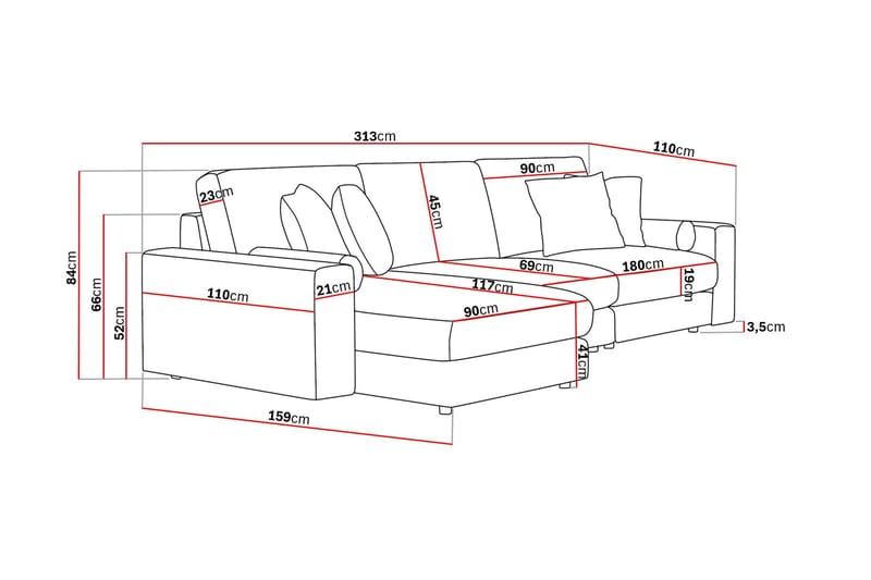 Arken Lyx 5-sits Vändbar L-formad Djup Divansoffa i Tyg - Brun - Products - Möbler - Soffa - Divansoffa & schäslongsoffa