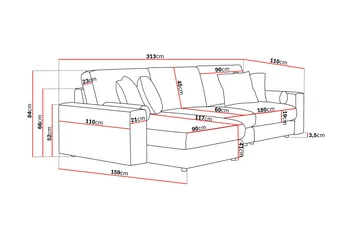 Arken Lyx 5-sits Vändbar L-formad Djup Divansoffa i Tyg - Grön - Products - Möbler - Soffa - Divansoffa & schäslongsoffa