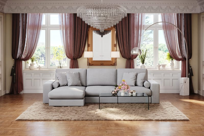 Arken Lyx 5-sits Vändbar L-formad Djup Divansoffa i Tyg - Ljusgrå - Products - Möbler - Soffa - Divansoffa & schäslongsoffa