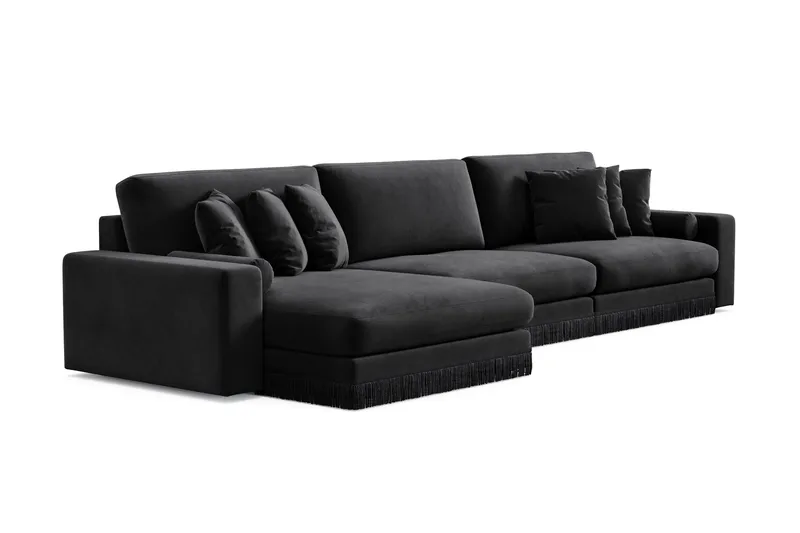 Arken Lyx 6-sits Vändbar L-formad Djup Divansoffa i Sammet - Svart - Products - Möbler - Soffa - Sammetssoffa