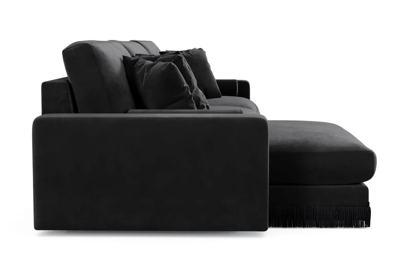 Arken Lyx 6-sits Vändbar L-formad Djup Divansoffa i Sammet - Svart - Products - Möbler - Soffa - Sammetssoffa