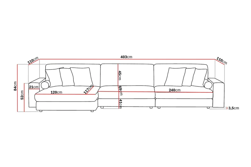 Arken Lyx 6-sits Vändbar L-formad Djup Divansoffa i Tyg - Brun - Products - Möbler - Soffa - Divansoffa & schäslongsoffa