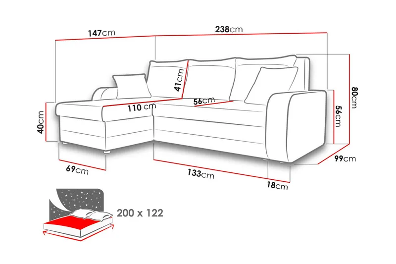Alvared 3-sits Hörnbäddsoffa Universal - Ljusgrå - Products - Möbler - Soffa - Bäddsoffa - Bäddsoffa divan