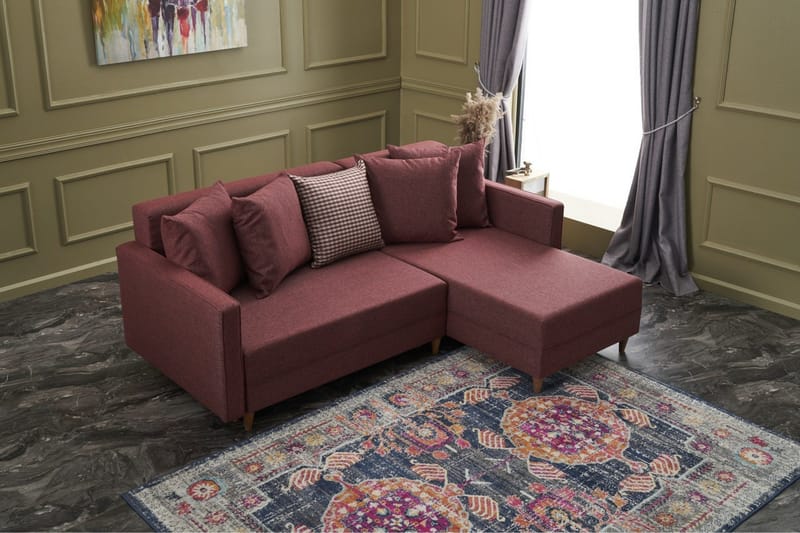 Aydama Bäddsoffa m. Divan 4-sits 192x135 - Röd - Products - Möbler - Soffa - Bäddsoffa - Bäddsoffa divan