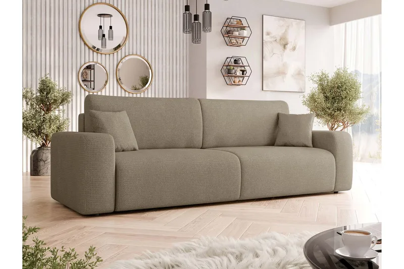 Barile Bäddsoffa 3-sits i Plysch - Brun - Products - Möbler - Soffa - Bäddsoffa - 3 sits bäddsoffa