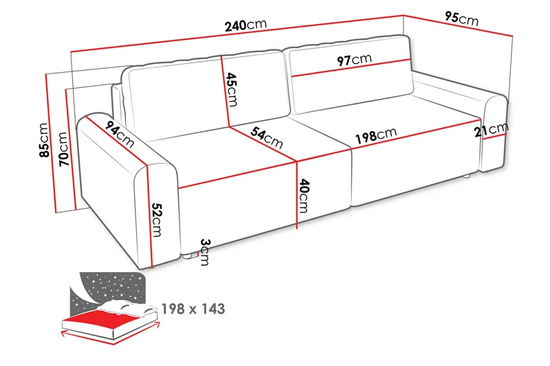 Bella Bäddsoffa 3-sits i Plysch - Beige - Products - Möbler - Soffa - Bäddsoffa - 3 sits bäddsoffa