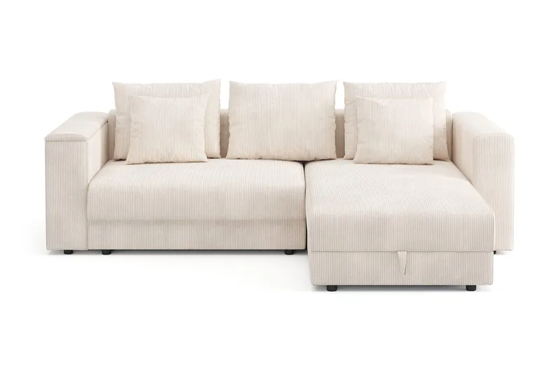 Bergen Djup 3-sits Bäddsoffa med vändbar divan och förvaring, Beige