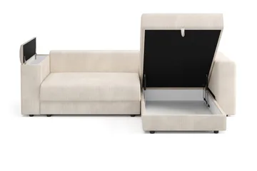 Bergen Djup 3-sits Bäddsoffa med vändbar divan och förvaring - Beige - Products - Möbler - Soffa - Bäddsoffa - Bäddsoffa divan