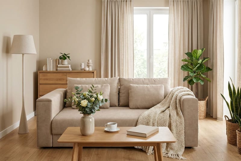 Bergen Extra djup Framåtbäddad 3-sits Bäddsoffa med Bäddmadrass i Latex och Tvättbar klädsel - Brun Tyg - Products - Möbler - Soffa - Bäddsoffa - 3 sits bäddsoffa