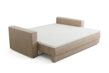 Bergen Extra djup Framåtbäddad 3-sits Bäddsoffa med Bäddmadrass i Latex och Tvättbar klädsel - Brun Tyg - Products - Möbler - Soffa - Bäddsoffa - 3 sits bäddsoffa