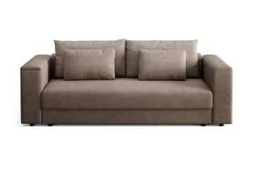Bergen Extra djup Framåtbäddad 3-sits Bäddsoffa med Bäddmadrass i Polyesterskum och Tvättbar klädsel, Beige Tyg