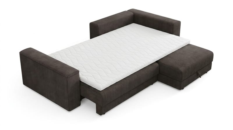 Bergen Extra djup Framåtbäddad 3-sits Bäddsoffa med Divan och Bäddmadrass i Polyesterskum och Tvättbar klädsel - Brun Manchester - Products - Möbler - Soffa - Bäddsoffa - Bäddsoffa divan