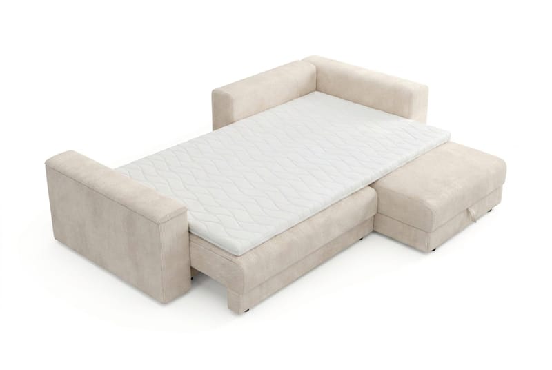 Bergen Extra djup Framåtbäddad 3-sits Bäddsoffa med Divan och Bäddmadrass i Polyesterskum och Tvättbar klädsel - Beige Manchester - Products - Möbler - Soffa - Bäddsoffa - Bäddsoffa divan