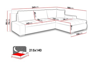 Cerys Divanbäddsoffa 265x185x85 cm Universal - Svart - Products - Möbler - Soffa - Bäddsoffa - Bäddsoffa längsbäddad