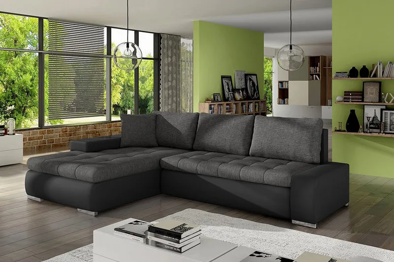 Cerys Divanbäddsoffa 265x185x85 cm Universal - Svart - Products - Möbler - Soffa - Bäddsoffa - Bäddsoffa längsbäddad