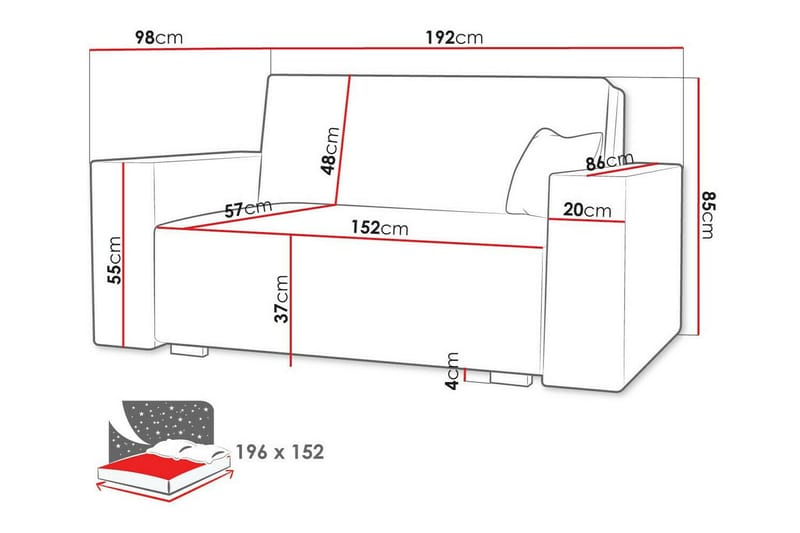 Denegal 2-sits liten bäddsoffa i Tyg - Brun , Beige - Products - Möbler - Soffa - Bäddsoffa - 2 sits bäddsoffa