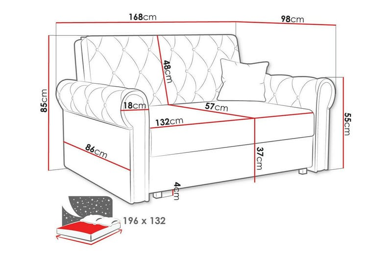 Denegal 2-sits liten bäddsoffa i Plysch - Grå - Products - Möbler - Soffa - Bäddsoffa - 2 sits bäddsoffa