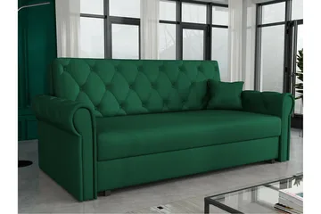 Denegal 2-sits liten bäddsoffa i Plysch - Grön - Products - Möbler - Soffa - Bäddsoffa - 2 sits bäddsoffa