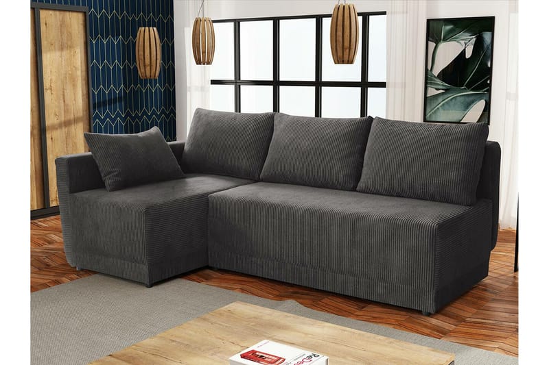 Denegal 3-sits Hörnbäddsoffa Dark grey - Products - Möbler - Soffa - Bäddsoffa - Bäddsoffa längsbäddad