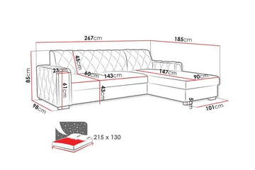 Denegal 3-sits Hörnbäddsoffa - Products - Möbler - Soffa - Bäddsoffa - Hörnbäddsoffa