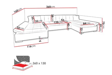 Dewitt Bäddsoffa Dubbeldivan 5-sits - Rosa - Products - Möbler - Soffa - Bäddsoffa - U bäddsoffa
