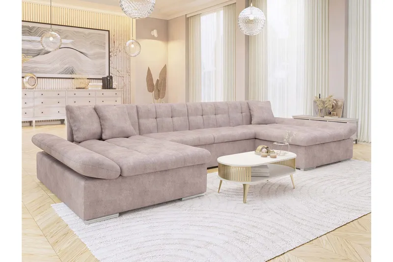 Dewitt Bäddsoffa Dubbeldivan 5-sits - Rosa - Products - Möbler - Soffa - Bäddsoffa - U bäddsoffa