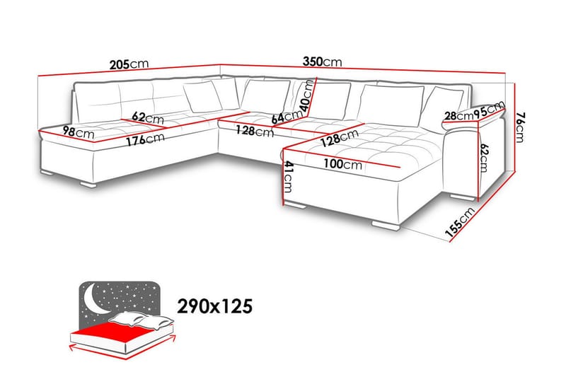 Dynir Hörnbäddsoffa Divan med Förvaring Vänster - Ljusgrå/Vit - Products - Möbler - Soffa - Bäddsoffa - Bäddsoffa längsbäddad