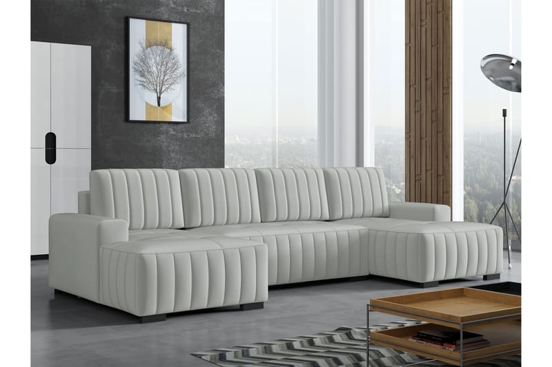 Esher Bäddsoffa Dubbeldivan 4-sits i Plysch - Grå - Products - Möbler - Soffa - Bäddsoffa - U bäddsoffa