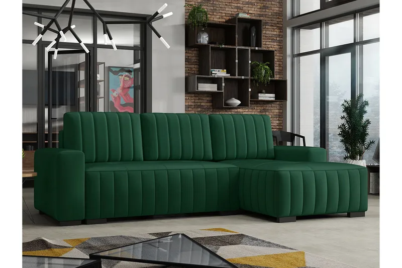 Esher Bäddsoffa Höger - Grön - Products - Möbler - Soffa - Bäddsoffa - Bäddsoffa divan