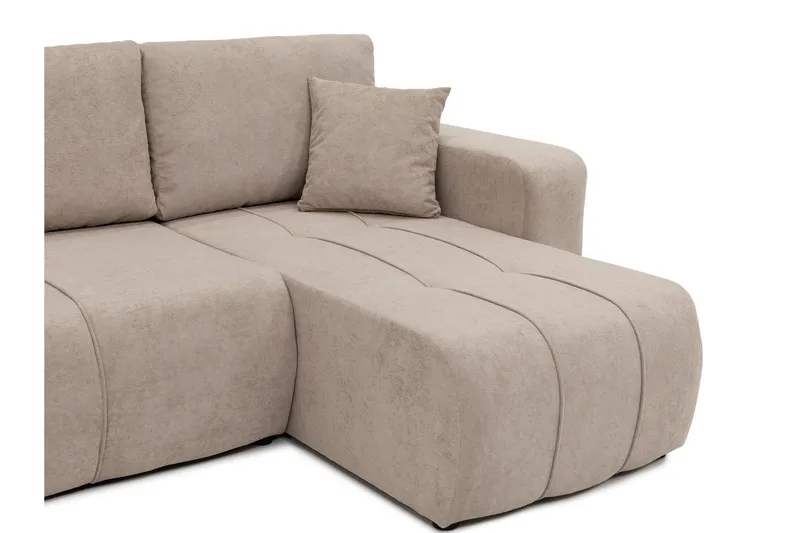 Flo Bäddsoffa Dubbeldivan 4-sits i Plysch - Beige - Products - Möbler - Soffa - Bäddsoffa - U bäddsoffa
