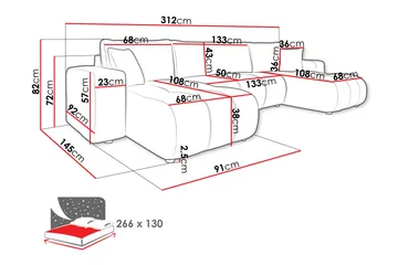 Flo Bäddsoffa Dubbeldivan 4-sits - Orange - Products - Möbler - Soffa - Bäddsoffa - U bäddsoffa