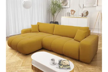 Flo Bäddsoffa med Divan 3-sits i Plysch - Gul - Products - Möbler - Soffa - Bäddsoffa - Bäddsoffa divan