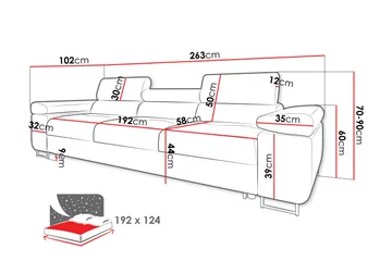 Gabina Bäddsoffa 3-sits i Sammet - Orange - Products - Möbler - Soffa - Bäddsoffa - 3 sits bäddsoffa