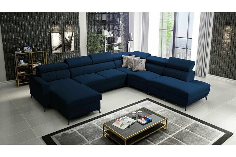 Galbally 5-sits Hörnbäddsoffa Dark blue - Products - Möbler - Soffa - Bäddsoffa - Hörnbäddsoffa