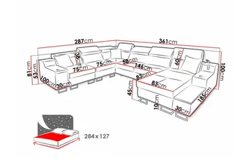 Galbally 5-sits Hörnsoffa Black - Products - Möbler - Soffa - Bäddsoffa - Hörnbäddsoffa