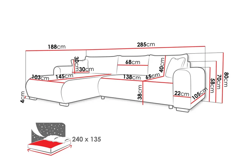 Handda Bäddsoffa med Divan 3-sits i Bouclé - Beige - Products - Möbler - Soffa - Bäddsoffa - Bäddsoffa divan