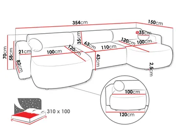 Hanish Bäddsoffa Dubbeldivan 5-sits - Beige - Products - Möbler - Soffa - Bäddsoffa - U bäddsoffa