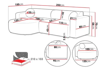 Hanish Bäddsoffa med Divan 3-sits - Grå - Products - Möbler - Soffa - Bäddsoffa - Bäddsoffa divan