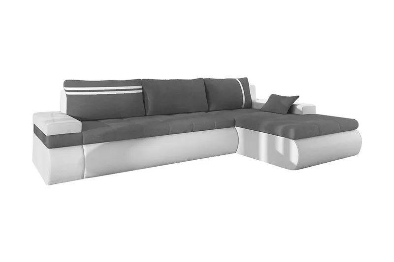 Lavona Divanbäddsoffa Höger, Grå/Vit