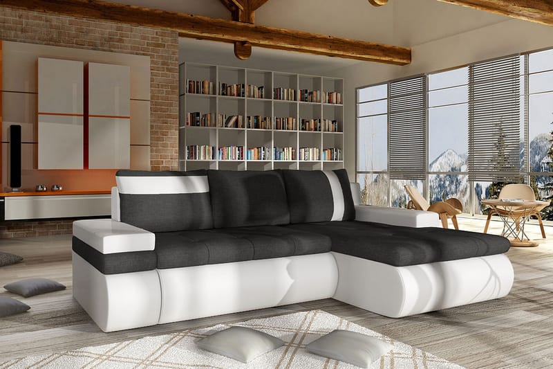 Lavona Divanbäddsoffa Mini Höger - Mörkgrå/Vit - Products - Möbler - Soffa - Bäddsoffa - Bäddsoffa längsbäddad