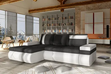 Lavona Divanbäddsoffa Mini Vänster - Mörkgrå/Vit - Products - Möbler - Soffa - Bäddsoffa - Bäddsoffa längsbäddad