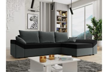 Midfeld 3-sits Hörnbäddsoffa Dark Grey/Black - Products - Möbler - Soffa - Bäddsoffa - Hörnbäddsoffa