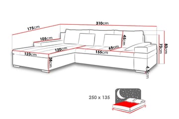 Naoma 4-sits Bäddsoffa Vänster - Blå - Products - Möbler - Soffa - Bäddsoffa - Bäddsoffa divan