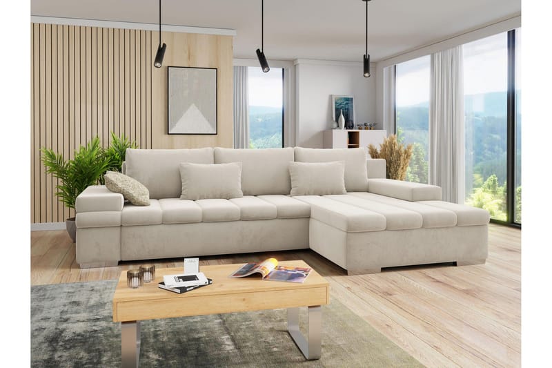 Naoma Bäddsoffa med Divan 4-sits - Beige - Products - Möbler - Soffa - Bäddsoffa - Bäddsoffa divan